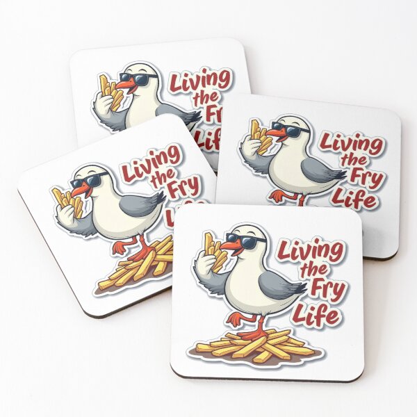 Item preview, "Living the Fry Life – Funny Seagull & Fries designed and sold by ProWander1.