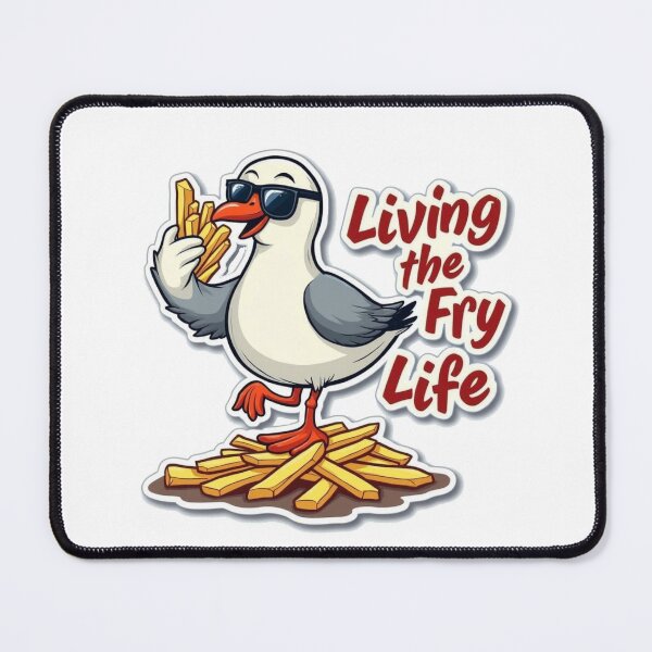 Item preview, "Living the Fry Life – Funny Seagull & Fries designed and sold by ProWander1.