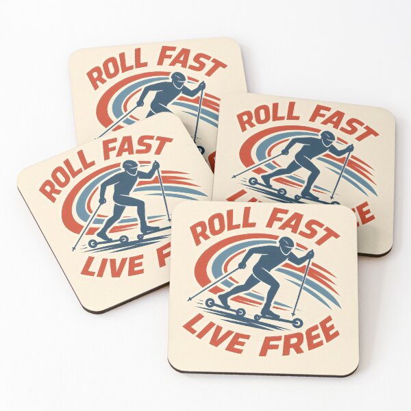 Item preview, Roll Fast Live Free Retro Rollerski Graphic designed and sold by Stickteez.