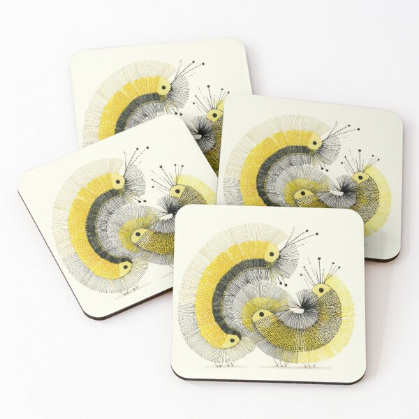 Item preview, Abstract Yellow and Black Caterpillar Illustration in Modern Pen and Ink Style designed and sold by dawnleblanc55.