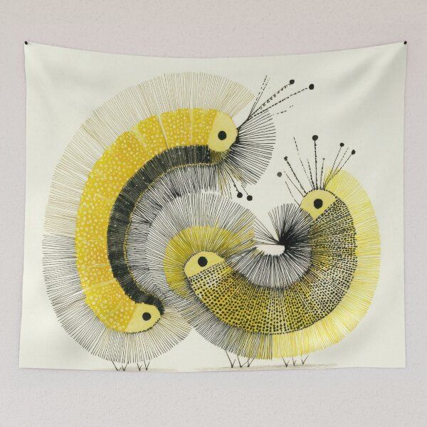 Item preview, Abstract Yellow and Black Caterpillar Illustration in Modern Pen and Ink Style designed and sold by dawnleblanc55.