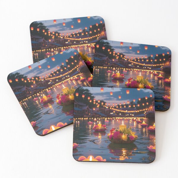 Item preview, Loy Krathong Night – Lantern & River Art designed and sold by Weeravatshop.