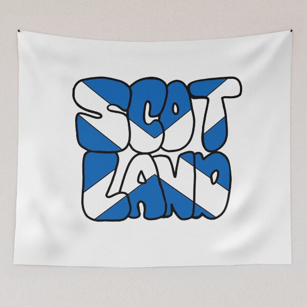Item preview, Scottish Flag Retro Bubble Letters designed and sold by skybluepink studio.