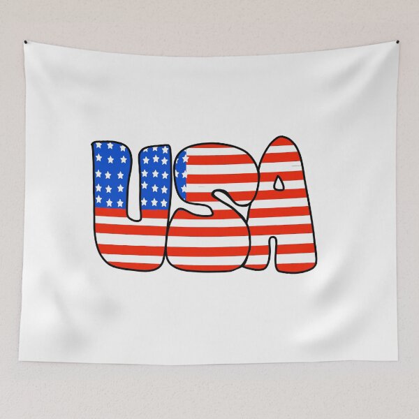 Item preview, American Flag Retro Bubble Letters designed and sold by skybluepink studio.