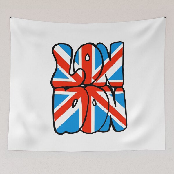 Item preview, London Union Jack Flag Retro Bubble Letters designed and sold by skybluepink studio.