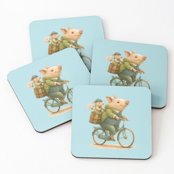 Item preview, Pigs on Bikes | Cheerful and Fun Children's Illustration designed and sold by DakotaPoppin.