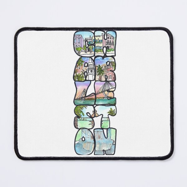 Item preview, Charleston SC Vertical Watercolor Typography designed and sold by skybluepink studio.