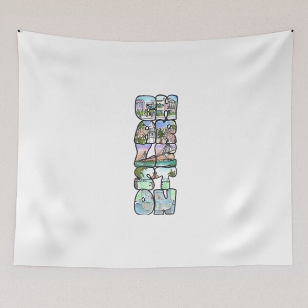 Item preview, Charleston SC Vertical Watercolor Typography designed and sold by skybluepink studio.
