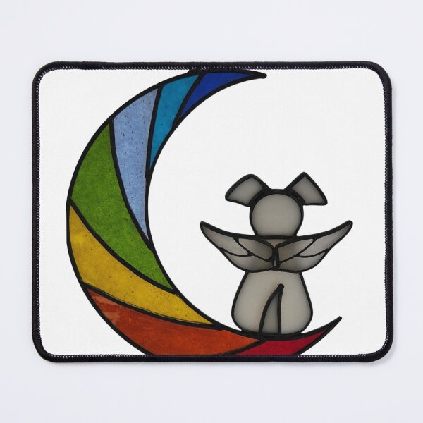 Item preview, Rainbow Bridge Angel Dog with Crescent Moon – Pet Memorial Art designed and sold by Xavier's Place.