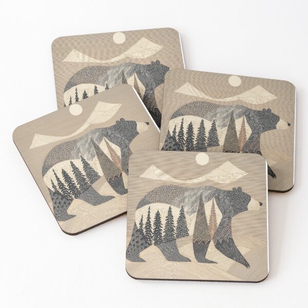 Item preview, Grizzly Bear with Mountain and Forest Zentangle Art Title: designed and sold by dawnleblanc55.