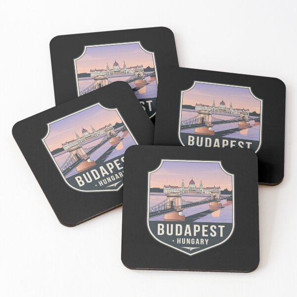 Item preview, Budapest Sunset Skyline – Hungary Travel Art Illustration designed and sold by IndianShopper.