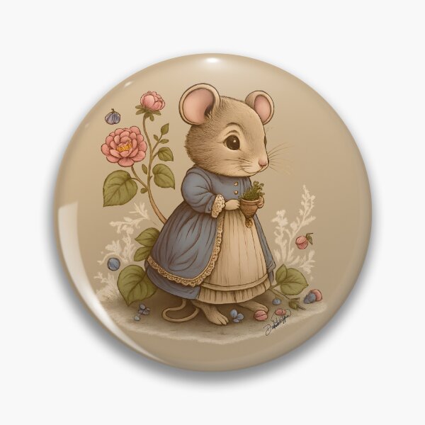 Item preview, Little Gardener Mouse in a Dress | Cottagecore Fantasy Illustration designed and sold by DakotaPoppin.