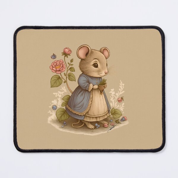 Item preview, Little Gardener Mouse in a Dress | Cottagecore Fantasy Illustration designed and sold by DakotaPoppin.