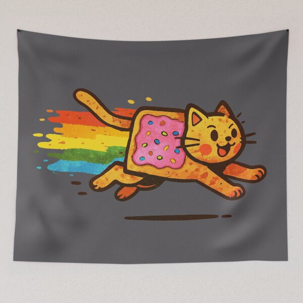 Item preview, Cute rainbow Nyan Cat flying with joy and color designed and sold by mirrorimages.