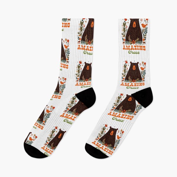 Item preview, Amazing Grace Bear, Retro Christian Woodland Design designed and sold by Bliss Find And Design.