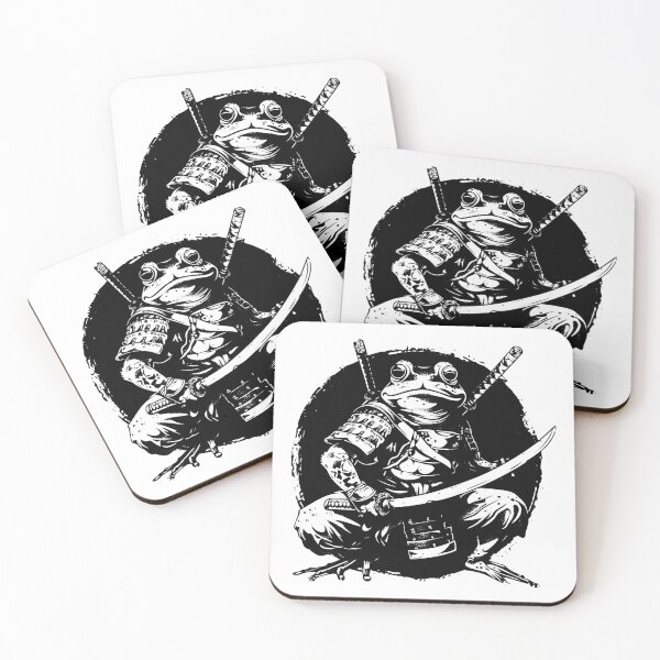 Item preview, Samurai Frog Illustration – Black and White Warrior Amphibian Fantasy Art designed and sold by inkoutninja.