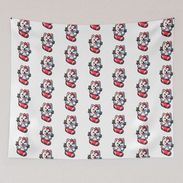 Item preview, Cute American Eskimo Christmas Stocking designed and sold by TheAnimalZ00.