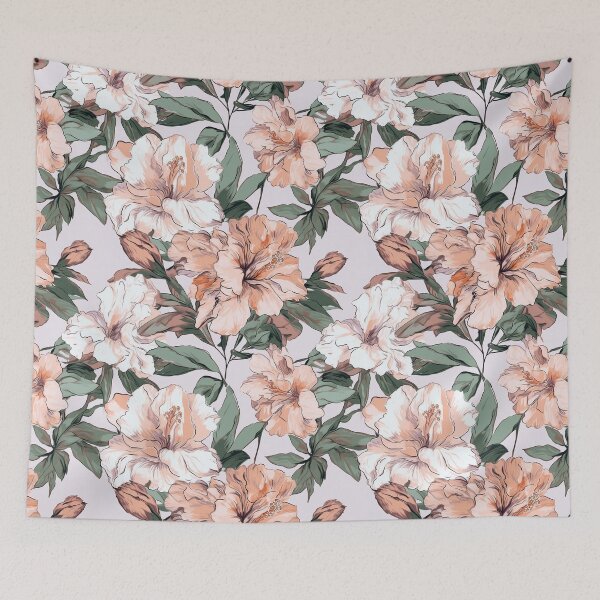 Item preview, Peach-Toned Vintage Hibiscus Floral designed and sold by PigmeArt.