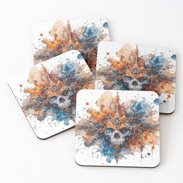 Item preview, Chaos Frame Watercolor Skull Blues and Golds designed and sold by cncideas.