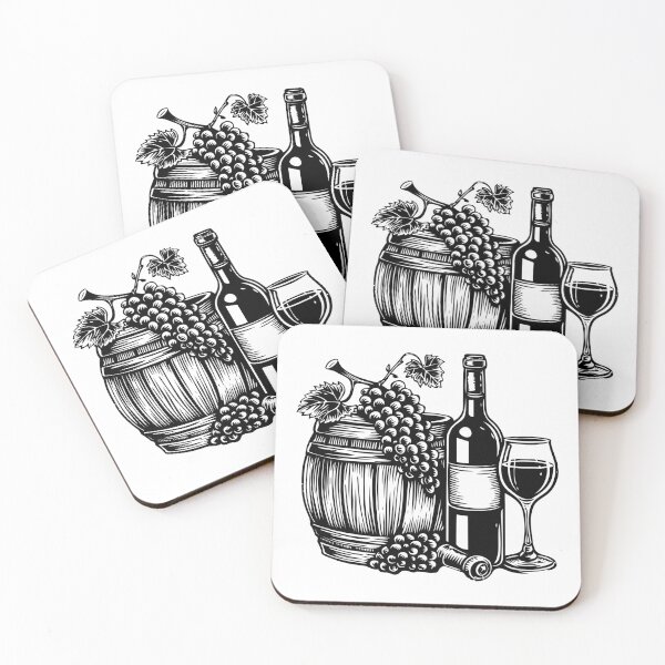 Item preview, Wine Barrel and Grapes Illustration – Black and White Vineyard Art for Wine Lovers designed and sold by inkoutninja.