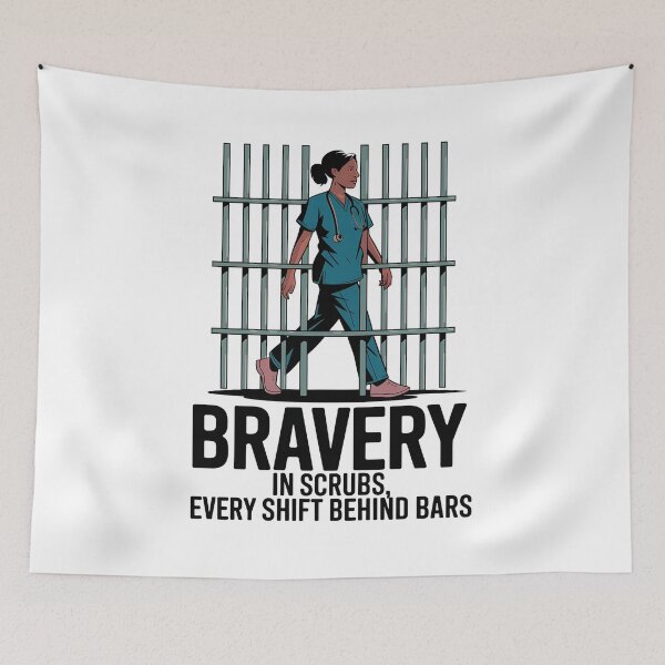 Item preview, Bravery in Scrubs - Correctional Nurse  designed and sold by CuteDesignables.