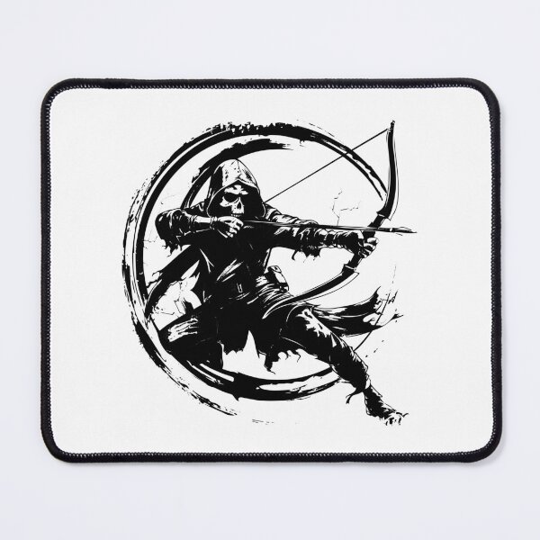 Item preview, Grim Archer Illustration – Black and White Hooded Skeleton Warrior Fantasy Art designed and sold by inkoutninja.