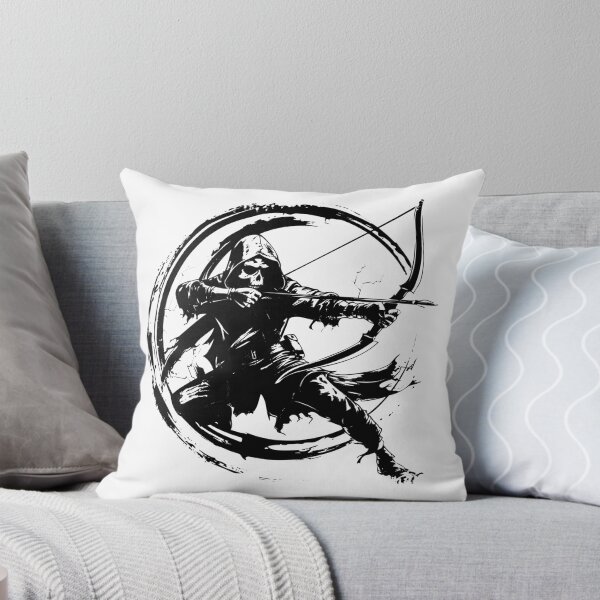 Item preview, Grim Archer Illustration – Black and White Hooded Skeleton Warrior Fantasy Art designed and sold by inkoutninja.
