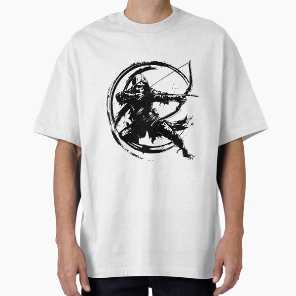 Item preview, Grim Archer Illustration – Black and White Hooded Skeleton Warrior Fantasy Art designed and sold by inkoutninja.