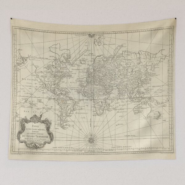 Item preview, Vintage 18th Century World Map Illustration designed and sold by OneWorldLove.