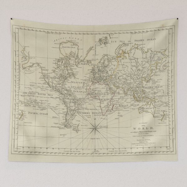 Item preview, Vintage 18th Century World Map Illustration, 1774 designed and sold by OneWorldLove.