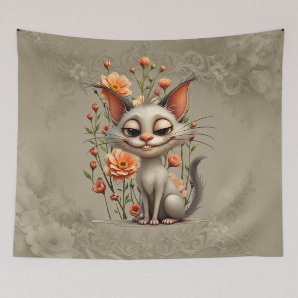 Item preview, The mischievous cat Melodie and the floral splendor. designed and sold by nicky2342.