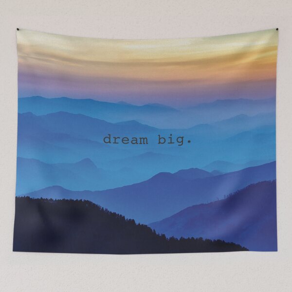 Item preview, Dream Big Inspirational Mountain Sunset Tapestry designed and sold by OneWorldLove.