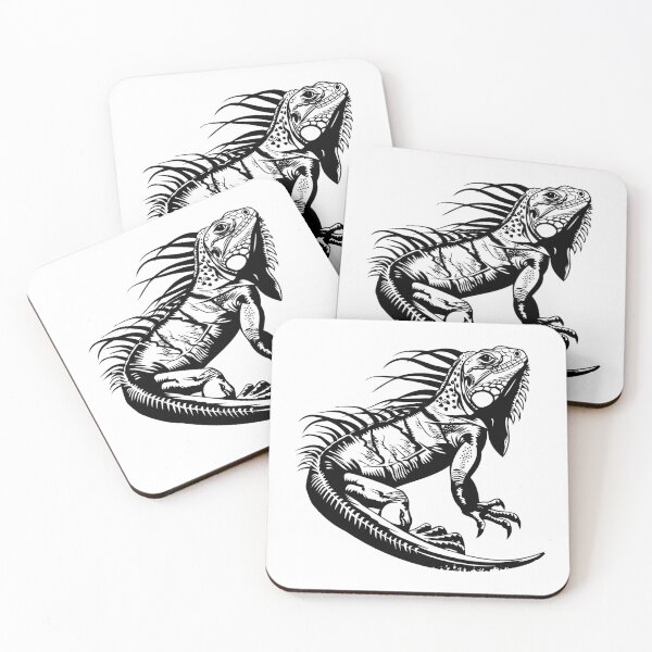 Item preview, Iguana Illustration – Black and White Reptile Art for Nature and Tattoo Fans designed and sold by inkoutninja.