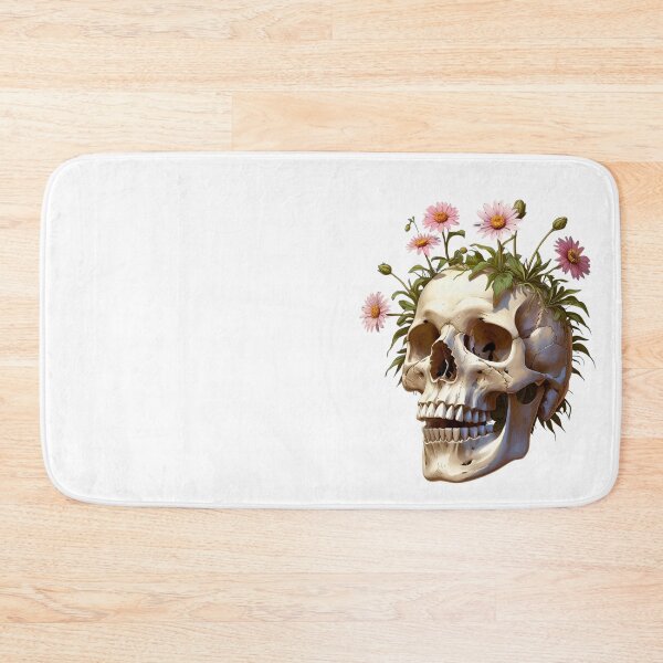 Item preview, Bones & Blooms – Gothic Floral Skull Illustration side view designed and sold by modishwelt.