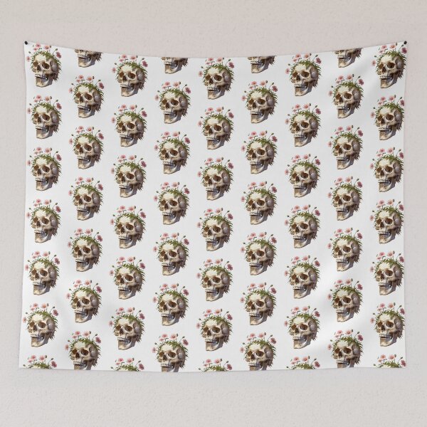 Item preview, Bones & Blooms – Gothic Floral Skull Illustration side view designed and sold by modishwelt.