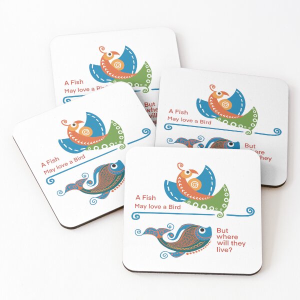 Item preview, Fish and Bird| Love |Dilemma| Whimsical | Folk Art designed and sold by geetasadashivan.