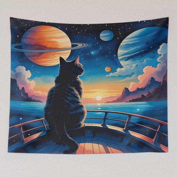 Item preview, Stargazing Cat on the Water Artscape designed and sold by EschatonGarden.