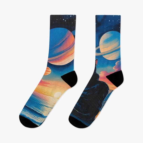 Item preview, Stargazing Cat Sea Cliff Sunrise on Alien World Artscape designed and sold by EschatonGarden.