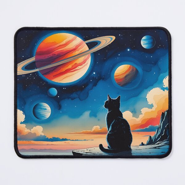 Item preview, Stargazing Cat on Alien World Artscape designed and sold by EschatonGarden.