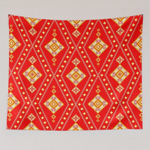 Item preview, Vermilion & Goldenrod Greek Key Ethnic Seamless Pattern designed and sold by Khwanchai.