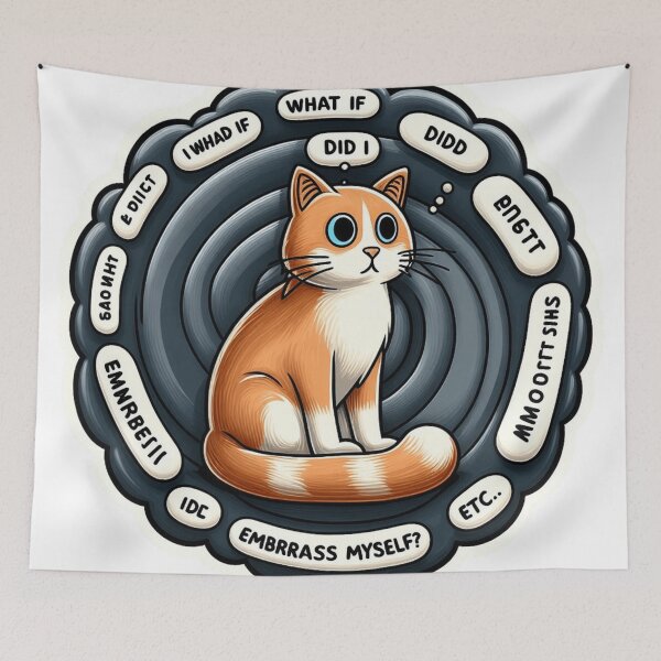 Item preview, Anxious Cat – Swirl of Thoughts designed and sold by Dooodloo.