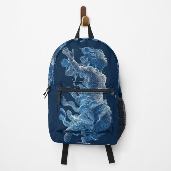 Item preview, Digital Spirit in Motion – Abstract Blue Wireframe Dance Art designed and sold by Art of Ngu.
