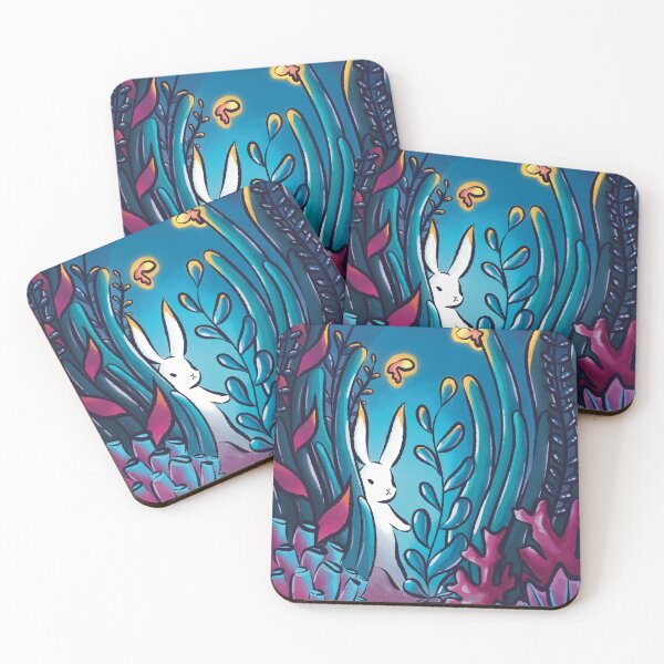 Item preview, Follow - Bunny following fishes underwater designed and sold by Whimsical Wenli.
