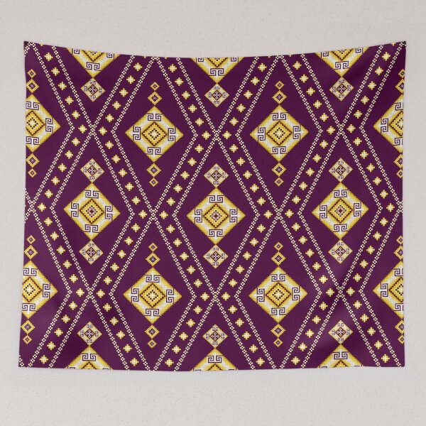 Item preview, Plum & Goldenrod Greek Key Ethnic Seamless Pattern designed and sold by Khwanchai.