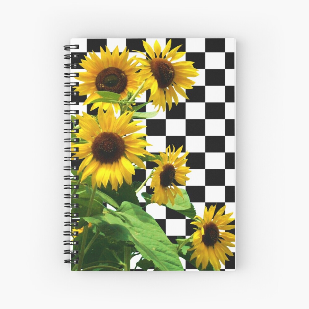 checkerboard with sunflowers