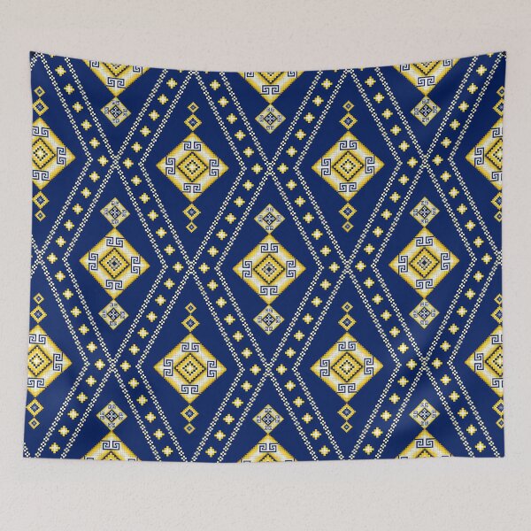 Item preview, Midnight Blue & Goldenrod Greek Key Ethnic Seamless Pattern designed and sold by Khwanchai.