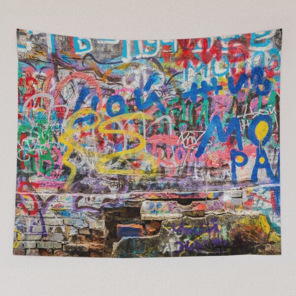 Item preview, Graffiti Brick Wall Urban Art Tapestry designed and sold by OneWorldLove.