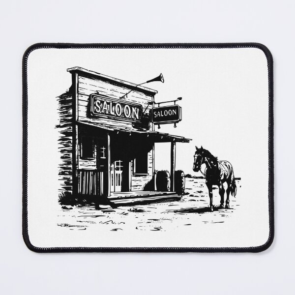 Item preview, Old Western Saloon Illustration – Black and White Wild West Vintage Art designed and sold by inkoutninja.