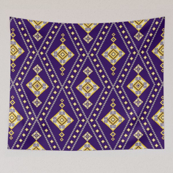 Item preview, Amethyst & Goldenrod Greek Key Ethnic Seamless Pattern designed and sold by Khwanchai.