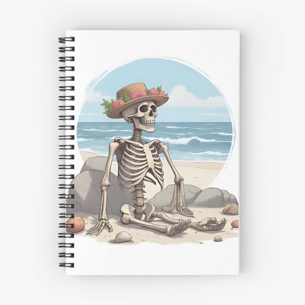 Item preview, Relaxing Skeleton in Summer Hat on the Beach designed and sold by Pixel--Threads.